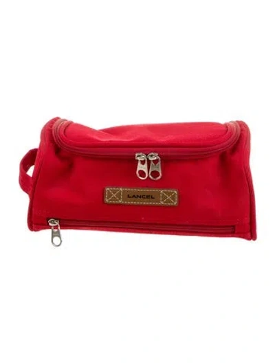 Pre-owned Lancel Canvas Clutch In Red