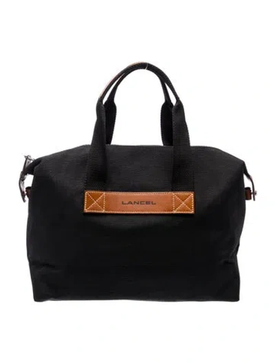 Pre-owned Lancel Canvas Weekender Bag In Black