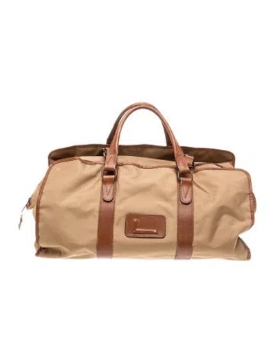 Pre-owned Lancel Canvas Weekender Bag In Neutral
