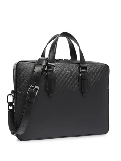 Lancel Charlie Embossed Leather Briefcase In Black