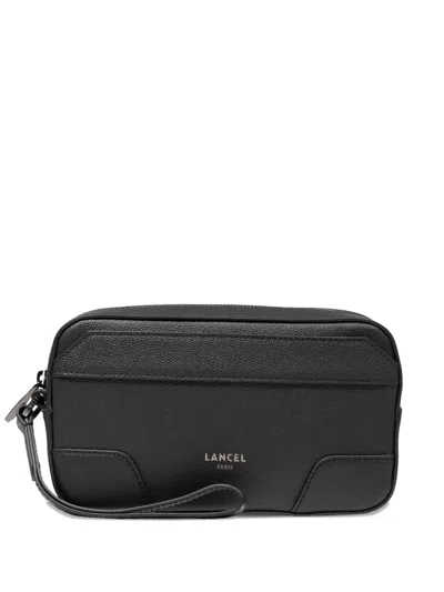 Lancel Charlie Leather Clutch Bag In Black