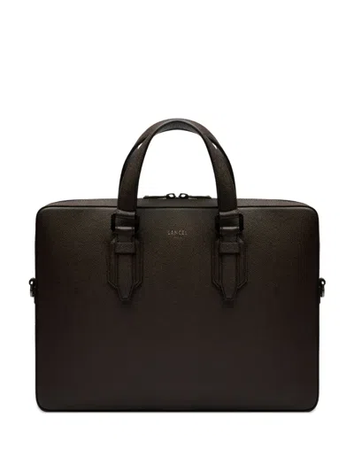 Lancel Charlie Textured Leather Briefcase In Black