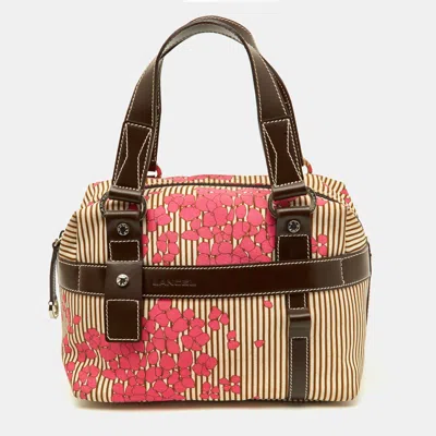 Lancel Color Floral Fabric And Leather Zip Satchel In Multi