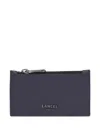 Lancel Côme Zip Leather Card Holder In Blue