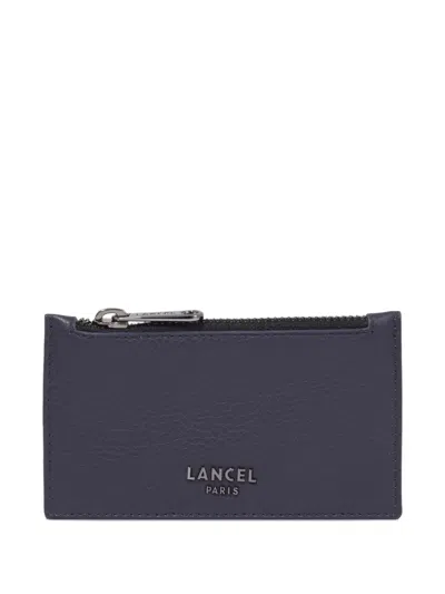 Lancel Côme Zip Leather Card Holder In Blue