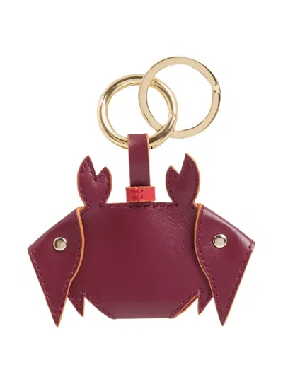 Lancel Crab-motif Keyring In Burgundy