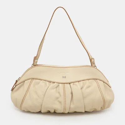 Pre-owned Lancel Cream Leather Shoulder Bag