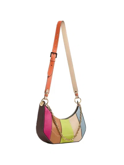 Lancel Croisette Colour-block Leather Shoulder Bag In Purple