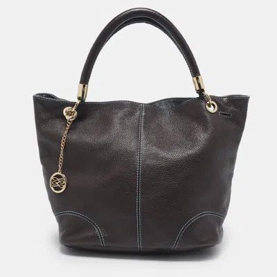 Lancel Dark Brown Leather French Flair Tote