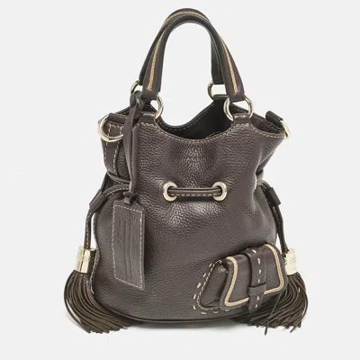 Pre-owned Lancel Dark Brown Leather Small Premier Flirt Bucket Bag