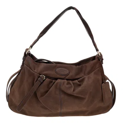 Lancel Dark Leather Hobo In Brown