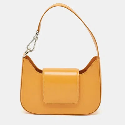 Pre-owned Lancel Dark Yellow Brushed Leather Sixtine Shoulder Bag