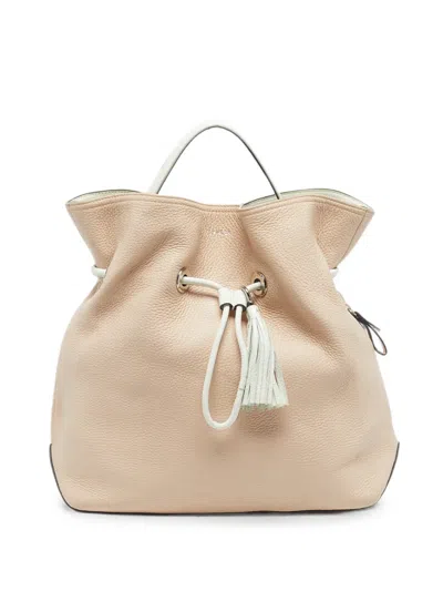 Pre-owned Lancel Drawstring Bucket Bag In Neutral