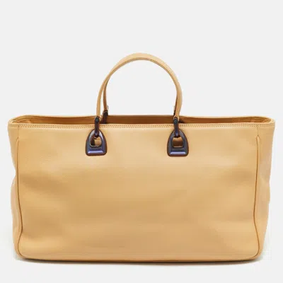 Lancel East-west Tan Leather Zipped Tote In Multi