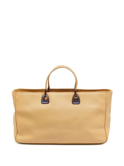 Pre-owned Lancel East-west Leather Tote Bag In Neutral