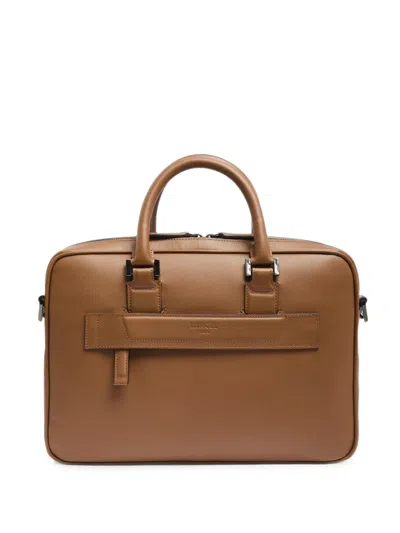 Lancel Edgard Leather Briefcase In Brown