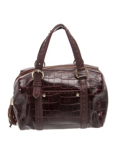 Pre-owned Lancel Embossed Leather Top Handle Bag In Brown
