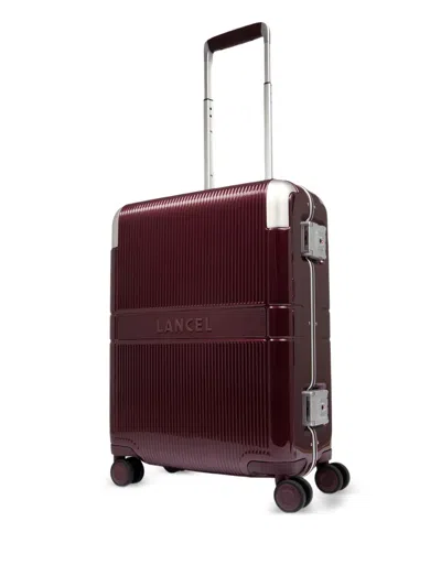 Lancel Empreinte Ribbed Hard Suitcase In Red