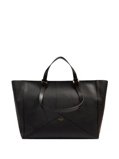 Lancel Envelope Leather Tote Bag In Black