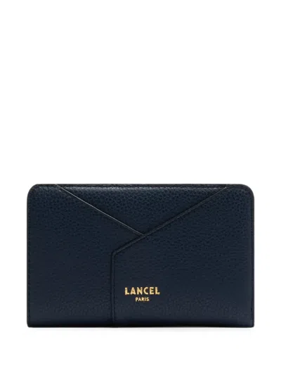 Lancel Enveloppe Grained Leather Wallet In Blue