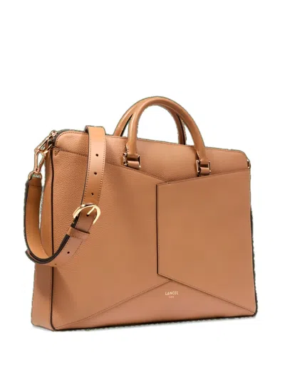 Lancel Enveloppe Leather Laptop Bag In Brown