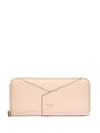 Lancel Enveloppe Leather Zip-around Wallet In Neutral