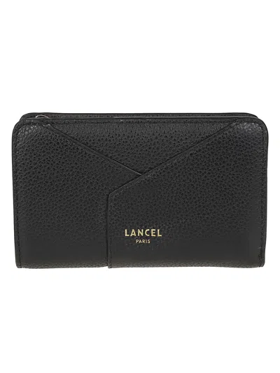 Lancel Enveloppe Textured Leather Wallet In Black