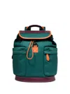 Lancel Escapade Drawstring Leather-trimmed Backpack In Green