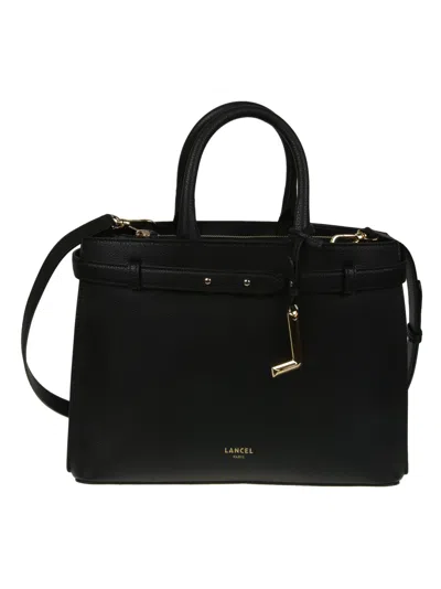 Lancel Faubour Medium Black Leather Tote Bag