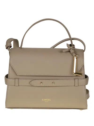 Lancel Faubour Small Structured Leather Shoulder Bag In Brown
