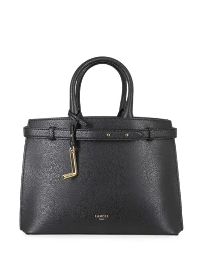 Lancel Faubourg Belted Pebbled Handbag In Black