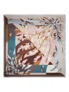 Lancel Feather-print Silk Scarf In Neutral