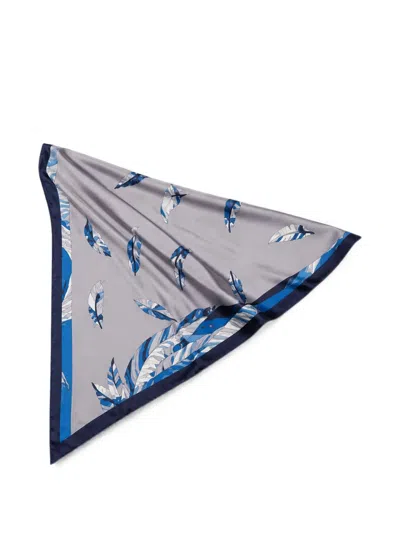 Lancel Feather-print Scarf In Gray