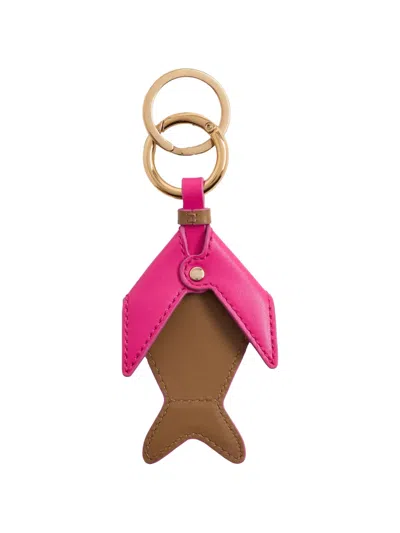 Lancel Fish-motif Keyring In Pink