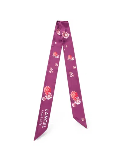 Lancel Floral-print Scarf In Purple