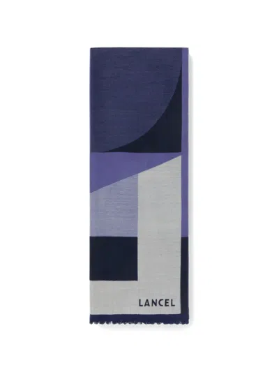 Lancel Geometric Jacquard Scarf In Blue
