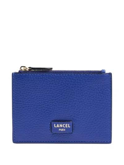 Lancel Grained Leather Cardholder In Blue