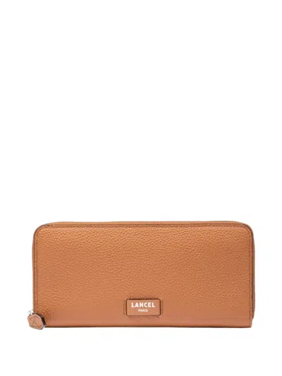 Lancel Grained Leather Wallet In Brown
