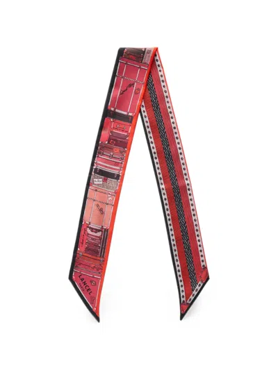 Lancel Grand-hotel Printed Silk Headband In Red
