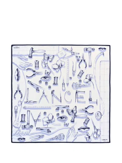 Lancel Graphic-print Square Headband In Blue