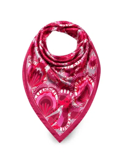 Lancel Graphic-print Silk Scarf In Pink
