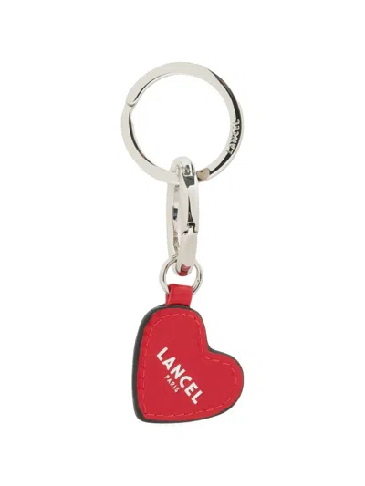 Lancel Heart-shape Keyring In Red
