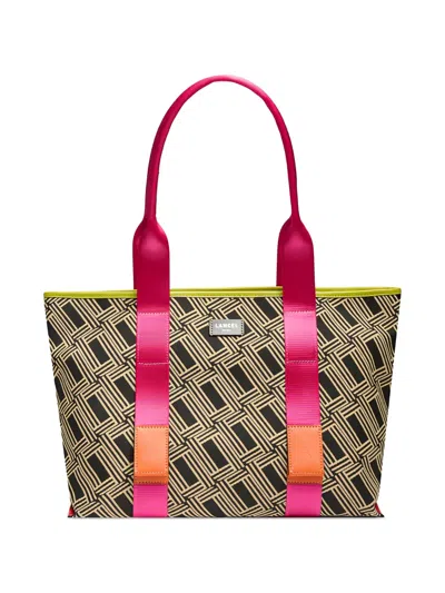 Lancel Jacquard Zip Tote Bag In Multi