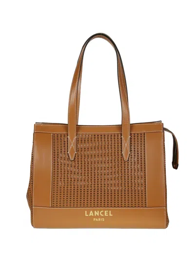 Lancel Jour De  Perforated Leather Tote Bag In Brown