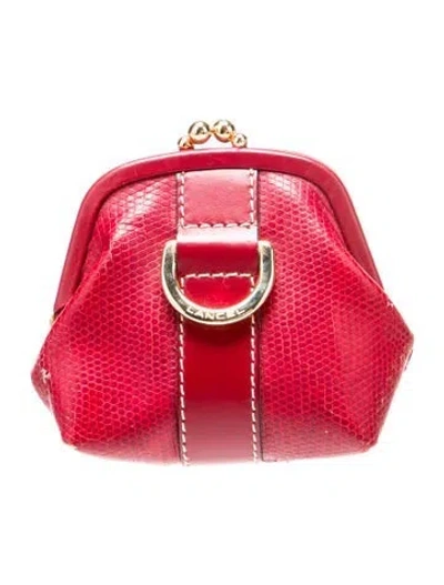 Pre-owned Lancel Karung Minaudière In Red