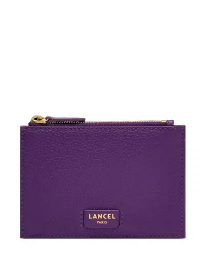 Lancel L Ninon Grained-leather Cardholder In Purple