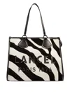 Lancel Large Zebra-print Suede Tote Bag In Black
