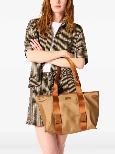 Lancel Large Zip Tote Bag In Brown