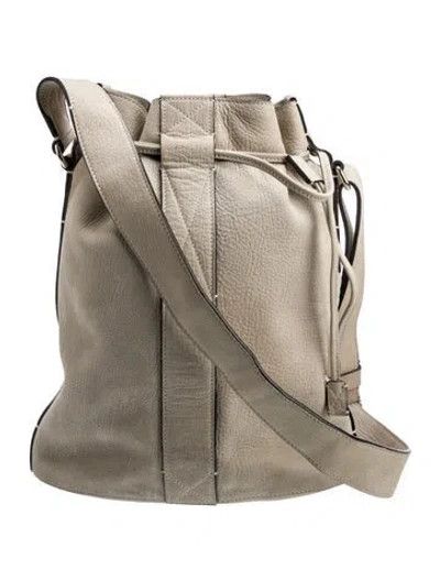 Pre-owned Lancel Leather Bucket Bag In Gray
