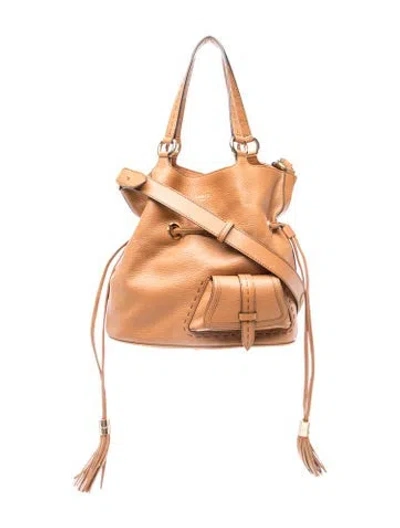 Pre-owned Lancel Leather Bucket Bag In Orange